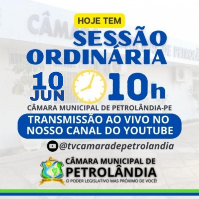 Câmara Municipal realiza Sessão Ordinária nesta segunda-feira, dia 10